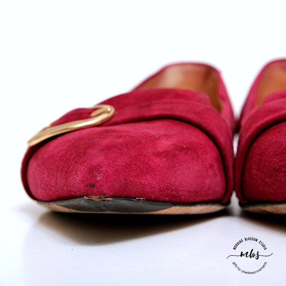 M. Gemi Suede Pointed Toe With Buckle Flats - Picture 10 of 15